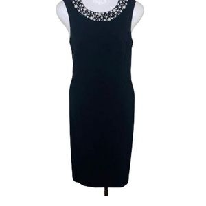 💋Calvin Klein black dress with pearls.